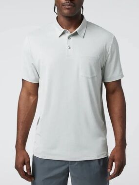 VUORI Men's Zephyr Polo Shirt in Sky Grey Size L